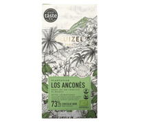 Load image into Gallery viewer, Cluizel 73% dark chocolate Los Ancones Chocolate Bar. Green, gold and black print on white. Single Plantation, Dominican Republic.