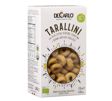 Load image into Gallery viewer, White box with black type, clear round window, of De Carlo's Tarallini Crackers