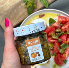 Load image into Gallery viewer, De Carlo Pitted Green Olive with Mandarin Oranges and Herbs