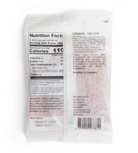 Load image into Gallery viewer, Kolsvart Bag Swedish Candy Fish, Blackcurrant and Raspberry, Reverse Side of Bag.