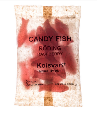 Bag of Kolsvart Raspberry Swedish Fish Candy