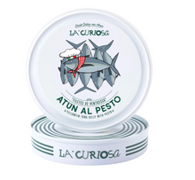 Load image into Gallery viewer, Round tin of La Curiosa tuna ventresca in pesto sauce, Spain.