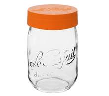 Load image into Gallery viewer, Le Parfait 1 Liter Glass Jar with Orange Lid, France