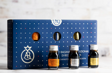 Load image into Gallery viewer, San Giacomo Mini Cruet Set of 12 yr, 20 yr, 25 yr Traditional Balsamic Vinegar, Reggio Emilia, Italy