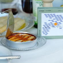 Load image into Gallery viewer, Open tin and box of ABC+ small sardines with brava sauce.  Portutal.