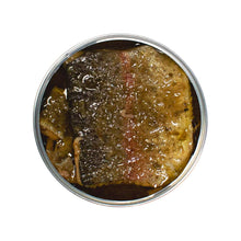 Load image into Gallery viewer, Open tin of ABC+ salmon trout with caper sauce.