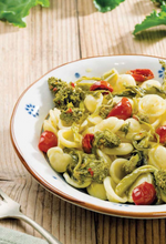 Load image into Gallery viewer, Pasta dish with De Carlo rapini and sun kissed tomatoes.