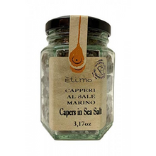 Load image into Gallery viewer, Etimco brand.  Small glass 6 sided jar, filled with salted capers from Pantelleria Island, Sicily.