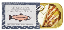Load image into Gallery viewer, Open tin of Fangst Faroe Island grilled salmon.