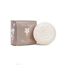Load image into Gallery viewer, Petite Blanc Lila - Lilac Soap.  Small round powder room soap.