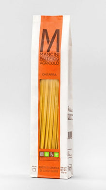 orange and white bag of estate grown chitarra pasta from Mancini Pastificio Agricolo