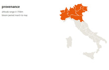 Load image into Gallery viewer, Mieli Thun Dandelion Honey Map in Italy, and provenance.