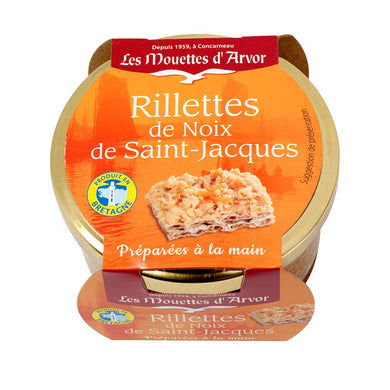 Jar of Les Mouettes d'Arvor Scallop St Jacques Rillettes, France.