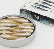 Load image into Gallery viewer, Open can of Ar de Arte roasted sardines in olive oil, Galicia, Spain.
