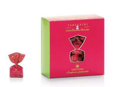 Antica Torroneria Piedmontese Raspberry & Pistachio Chocolate Tartufino Truffles in Box, Italy