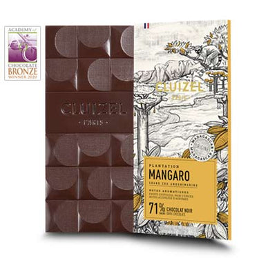 Cluizel dark chocolate bar, single plantation, 71% Mangaro.
