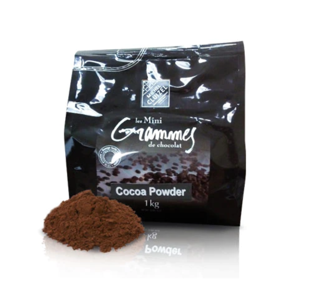 Cluizel (France) 1 kg bag of Dutch processed 24% cocoa powder.