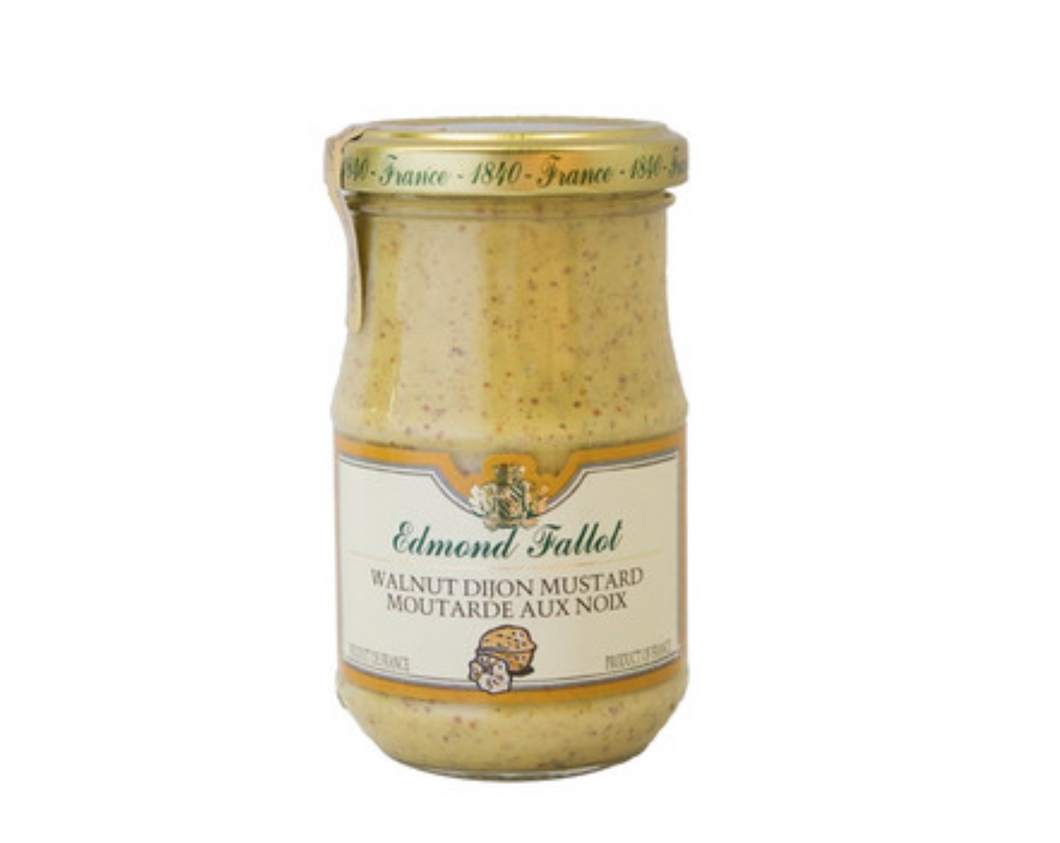 Glass jar of Fallot Walnut Dijon Mustard