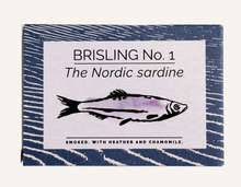 Load image into Gallery viewer, Fangst Sprat Nordic Sardine Brisling 1 Tinned Fish, smoked with heather and chamomile.
