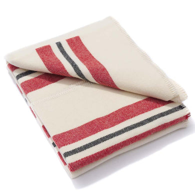 Faribault Woolen Mill Cabin Wool Throw Bone White Red Black