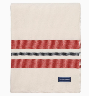 Faribault Woolen Mill Cabin Wool Throw Bone White Red Black
