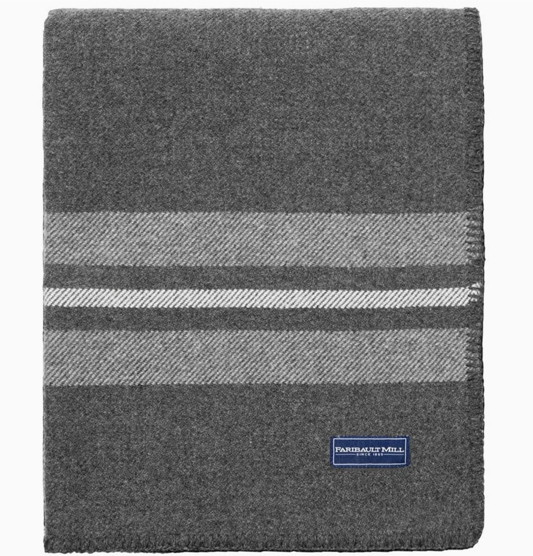 Faribault Woolen Mill Charcoal Heather Gray Natural Throw