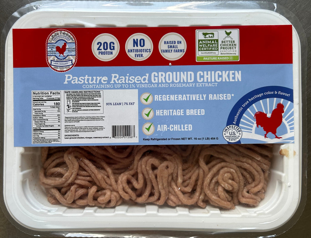 Hudson Valley Pasture Raised, Heritage Breed, Air Chilled, Regeneratively Raised, Ground Chicken