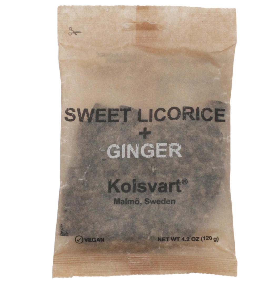 Kolsvart Sweet Black Licorice and Ginger Swedish 