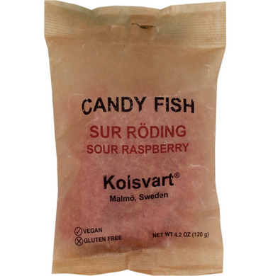Kolsvart Sour Raspberry Swedish Fish, Sweden