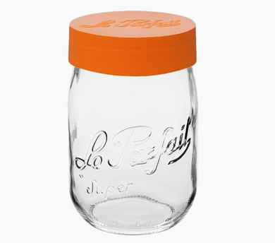 Le Parfait 1 Liter Glass Jar with Orange Lid, France