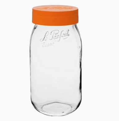 Le Parfait French Glass 2 Liter Jars with Orange Lid