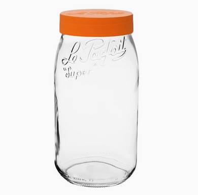 Le Parfait French Glass 3 Liter Jars with Orange Lid