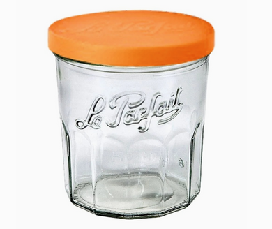 Le Parfait French Jam Pot or Drinking Glass with Orange Cover, 324 ml, 10.95 oz