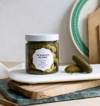 Load image into Gallery viewer, Jar of Maison Marc pickles on a marble surface with a white background

