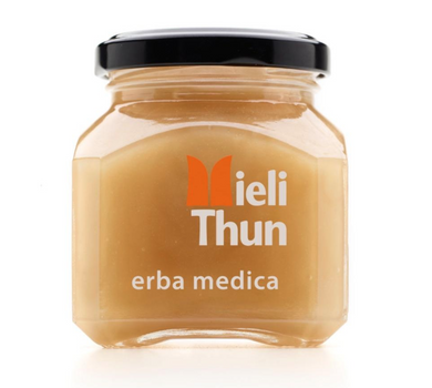 Mieli Thun Alfalfa Honey, 250 g square jar.