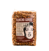 Load image into Gallery viewer, Rancho Gordo Buckeye Bean aka Yellow Indian Woman Heirloom beans in a bag.
