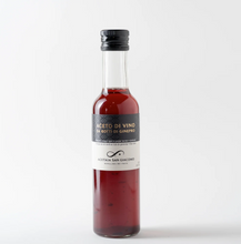 Load image into Gallery viewer, Raw, naturally acidified red Lambrusco raw wine vinegar aged in juniper barrels by Acetaia San Giacomo, Italy.
