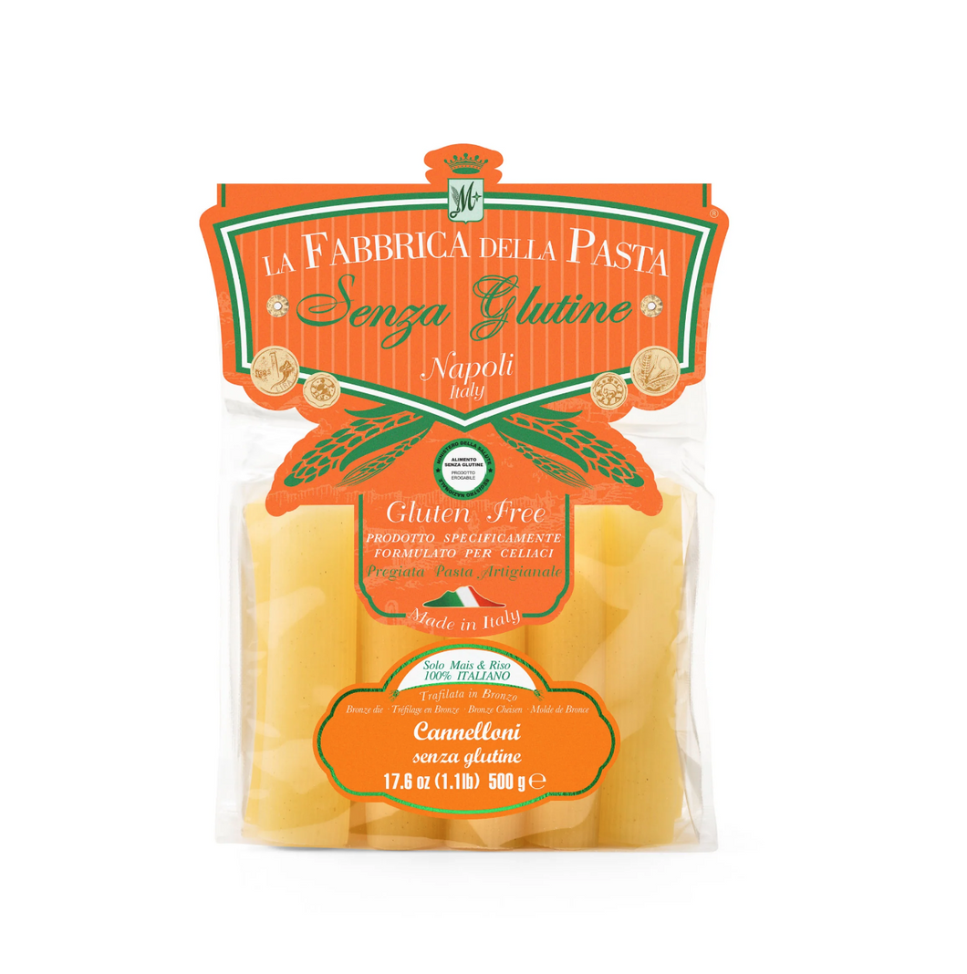 Gluten Free Dry Cannelloni Pasta Shells from La Fabbrica Della in Italy