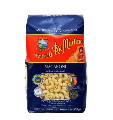 Traditional small macaroni pasta shape from Pastificio di Martino, Italy.
