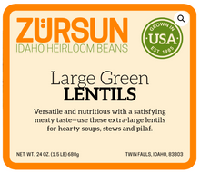 Load image into Gallery viewer, Large Green Lentils (Montana) Dried
