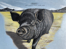 Load image into Gallery viewer, Note card of large black pig on Idaho farm
