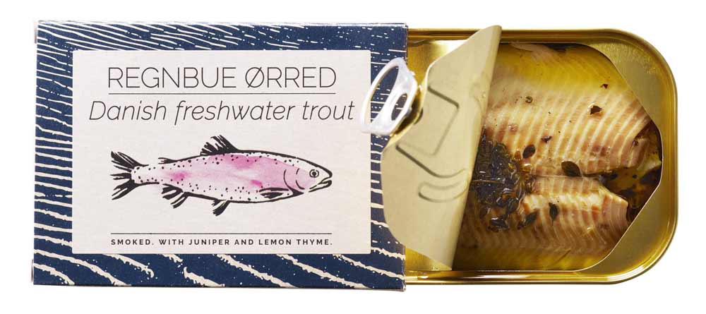 Fangst Smoked Trout with Juniper and Lemon Thyme, Open Tin