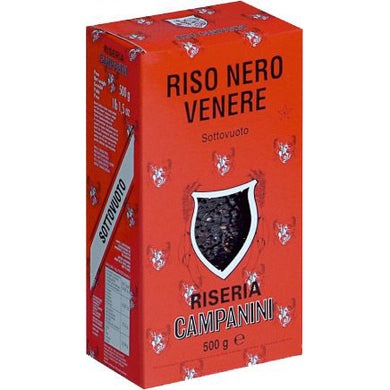 red box of Riseria Campanini black venere rice from Italy