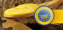 Load image into Gallery viewer, Burgundy Dijon Mustard IGP  Seal (blue and yellow).

