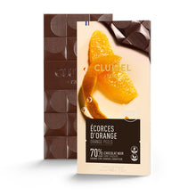 Load image into Gallery viewer, Cluizel 70% Dark Chocolate with Candied Orange Peel Bar
