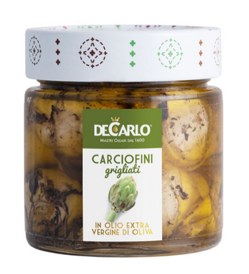 De Carlo grilled artichokes packed in extra virgin olive oil. 