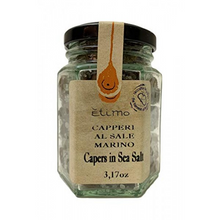 Load image into Gallery viewer, Small glass 6 sided jar, filled with salted capers from Pantelleria Island, Sicily.
