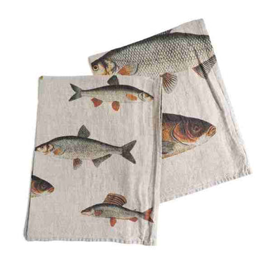 Fish Themed Linen Kitchen Towels by Linoroom, 2 pack
