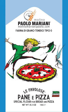 Paolo Mariani Pizza 0 Flour, Blue White Bag with Cartoon Pizza