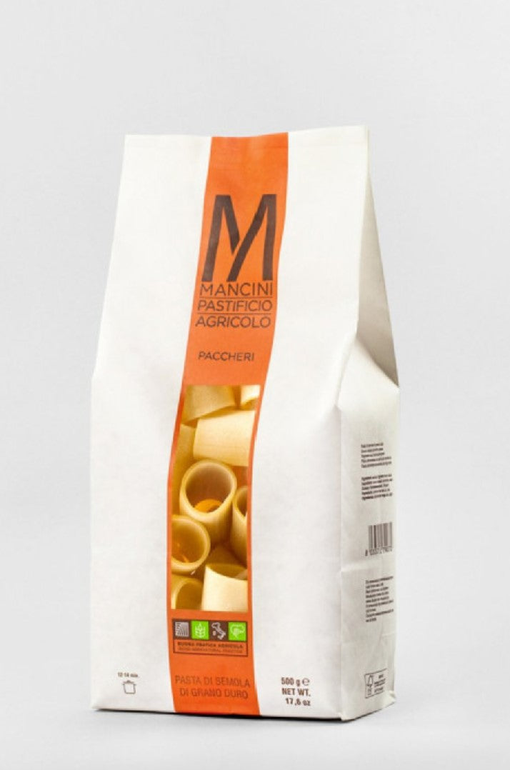 white and orange bag of pasta